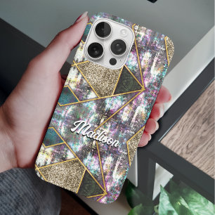 Elegant iriserend meisjesachtig geometrisch iPhone 16 pro hoesje