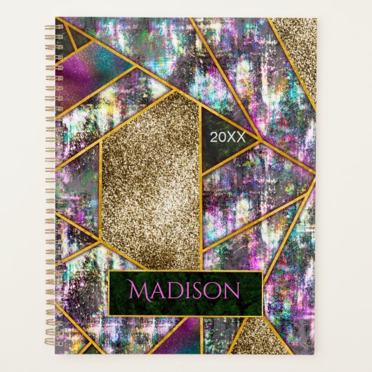 Elegant iriserend meisjesachtig geometrisch planner (Voorkant)