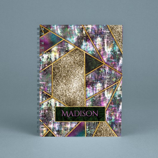 Elegant iriserend meisjesachtig geometrisch schets notitieboek