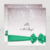 Elegant Irish Green Bow Sparkles Baby shower Kaart (Voorkant / Achterkant)