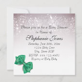 Elegant Irish Green Bow Sparkles Baby shower Kaart (Achterkant)