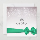 Elegant Irish Green Bow Sparkles Baby shower Kaart (Voorkant)