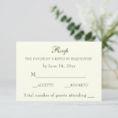 Elegant Irish Green Ivory Wedding Classic RSVP (Staand voorkant)