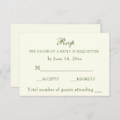 Elegant Irish Green Ivory Wedding Classic RSVP (Voorkant / Achterkant)