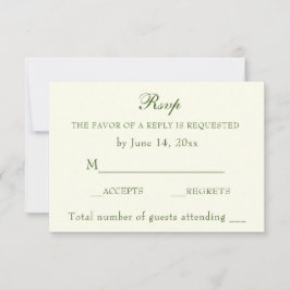 Elegant Irish Green Ivory Wedding Classic RSVP Kaartje