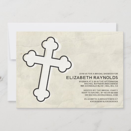 Elegant Iron Cross Bridal Shower Invitations Kaart (Voorkant)