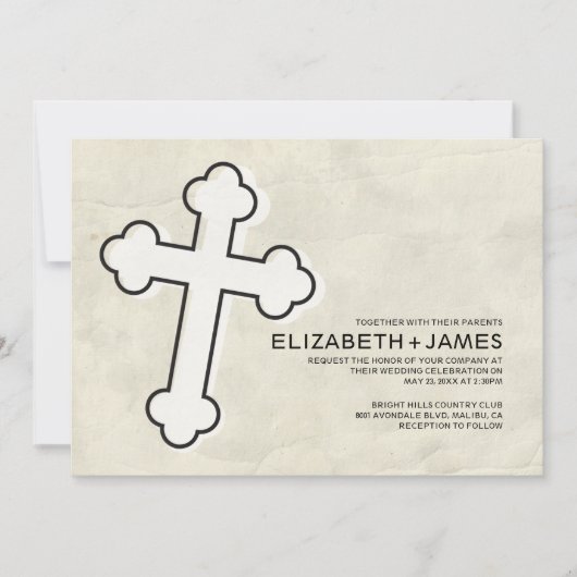 Elegant Iron Cross Wedding Invitations Kaart (Voorkant)