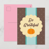 Elegant is dankbaar voor Cute Pumpkin Feestdagenkaart (Voorkant / Achterkant)