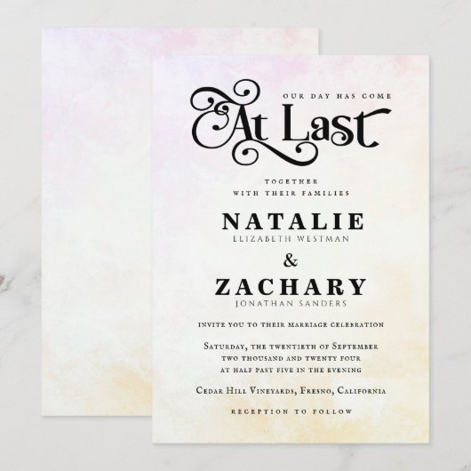 Elegant is op onze dag getrouwd kaart (Voorkant / Achterkant)