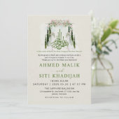 Elegant Islamic Floral Wedding Arch Nikah Kaart (Staand voorkant)