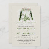Elegant Islamic Floral Wedding Arch Nikah Kaart (Voorkant / Achterkant)