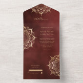 Elegant Islamic Mandala Burgundy Arabic All In One Uitnodiging (Binnen)
