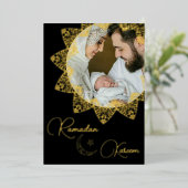 Elegant Islamic Mandala Ramadan Kareem Foto Folie Feestdagenkaart (Staand Voorkant)