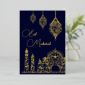 Elegant Islamic Ornamental Mosque Lantern Eid Folie Feestdagenkaart (Staand Voorkant)