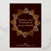 Elegant Islamic Ornamental Mosque Lantern Ramadan Folie Feestdagenkaart (Achterkant)