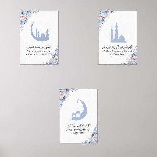Elegant Islamic Prayer Wall Art Muurkunst Sets (Voorkant)