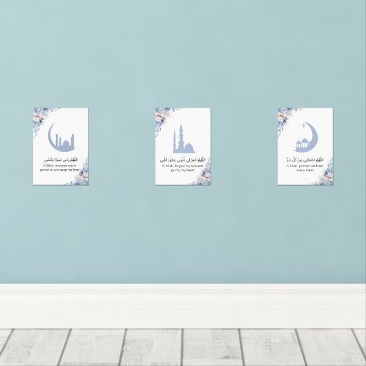Elegant Islamic Prayer Wall Art Muurkunst Sets (Houten vloer)