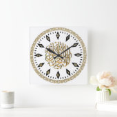 Elegant Islamic Wall Clock with Muslim Shahada Vierkante Klok (Huis)