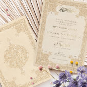 Elegant Islamitisch Kant Motief Bruiloft Uitnodigi Folie Uitnodiging