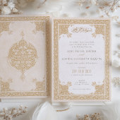 Elegant Islamitisch Kant Motief Bruiloft Uitnodigi Kaart