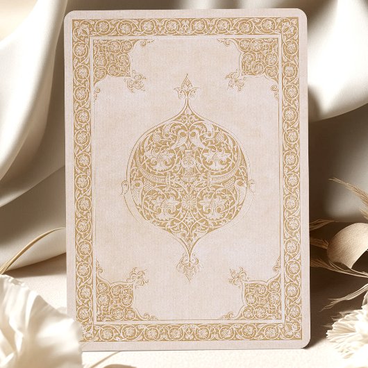 Elegant Islamitisch Kant Motief Bruiloft Uitnodigi Kaart