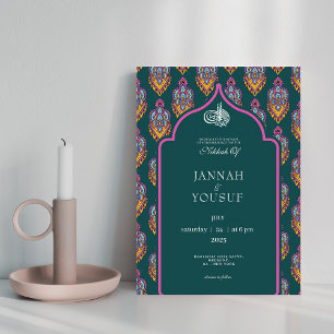 Elegant islamitisch patroon islamitische bruiloft kaart