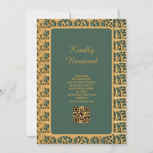  Elegant Islamitische bruiloft Sjabloon Qr Kaart (Achterkant)