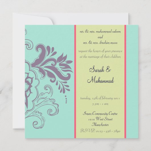 elegant Islamitische trouwuitnodiging katb kitab Kaart (Achterkant)
