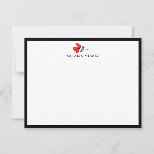 Elegant Island Botanical Red Flower Notitiekaartje (Voorkant)