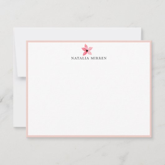 Elegant Island Pink Botanical Flower Notitiekaartje (Voorkant)