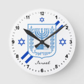 Elegant Israel Clock & Israel Flag Ronde Klok (Voorkant)