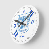 Elegant Israel Clock & Israeli Flag, Hebrew No's Ronde Klok (Hoek)