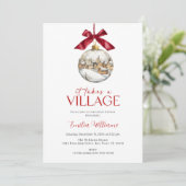 Elegant It Takes a Village Chritsmas Baby Shower   Kaart (Staand voorkant)