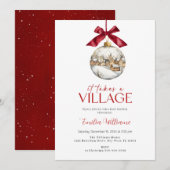 Elegant It Takes a Village Chritsmas Baby Shower   Kaart (Voorkant / Achterkant)