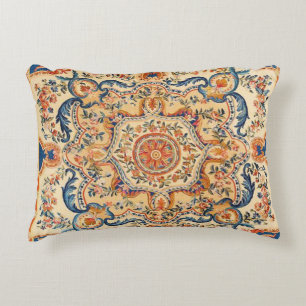 Elegant Italiaans Barok Blauw Sinaasappel Accent Kussen