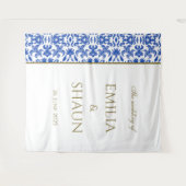 Elegant Italiaans Blauw Bruiloft Achtergrond Wandkleed (Voorkant (horizontaal))