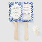 Elegant Italiaans Blauw Hand Fan Programma Handwaaier (Voorkant en achterkant)
