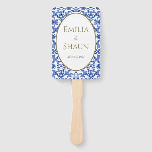 Elegant Italiaans Blauw Hand Fan Programma Handwaaier (Voorkant)