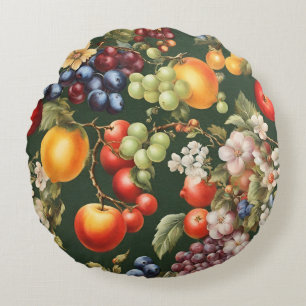 Elegant Italiaans design met bloemen en fruit Rond Kussen