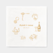 Elegant Italiaans diner | bruiloftsgoud Folie Servetten (Voorkant)