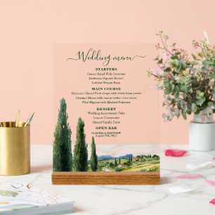 Elegant Italiaans landschap trouwmenu Acryl Bord