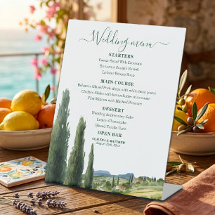 Elegant Italiaans landschap trouwmenu Reclamebord Met Voetstuk