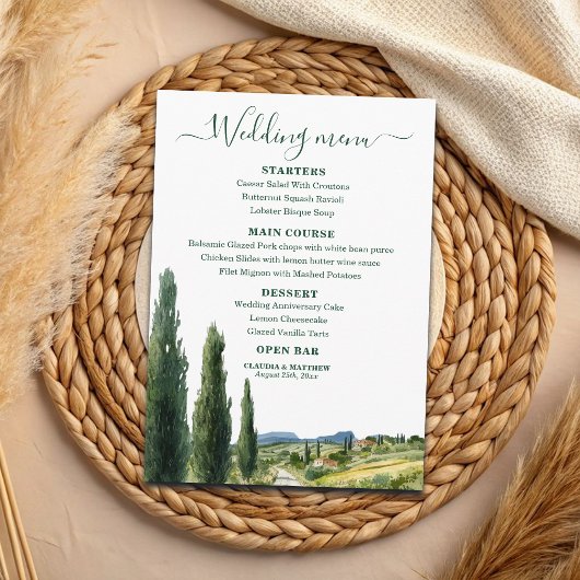 Elegant Italiaans landschapshuwelijk Menu