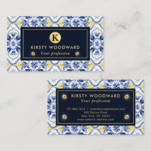 Elegant Italiaans mediterraan patroon Visitekaartje (Voorkant / Achterkant)