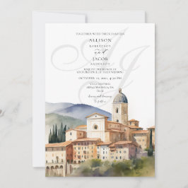 Elegant Italiaans Monogram Bestemming Bruiloft Kaart