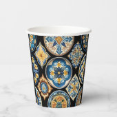 Elegant Italiaans Siciliaans keramisch patroon Papieren Bekers (Achterkant)