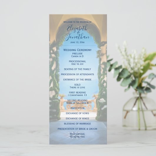 Elegant Italiaanse Arches Lake Como Wedding Programmakaart (Staand voorkant)