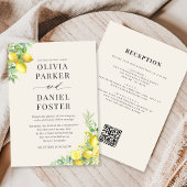 Elegant Italian Lemon QR Code Wedding Kaart