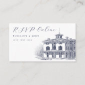 Elegant Italian Villa Illustration Wedding Website Informatiekaartje (Voorkant)