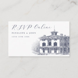 Elegant Italian Villa Illustration Wedding Website Informatiekaartje